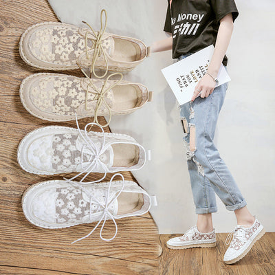 Lisa – Retro Blumen Mesh Sandalen aus Gaze