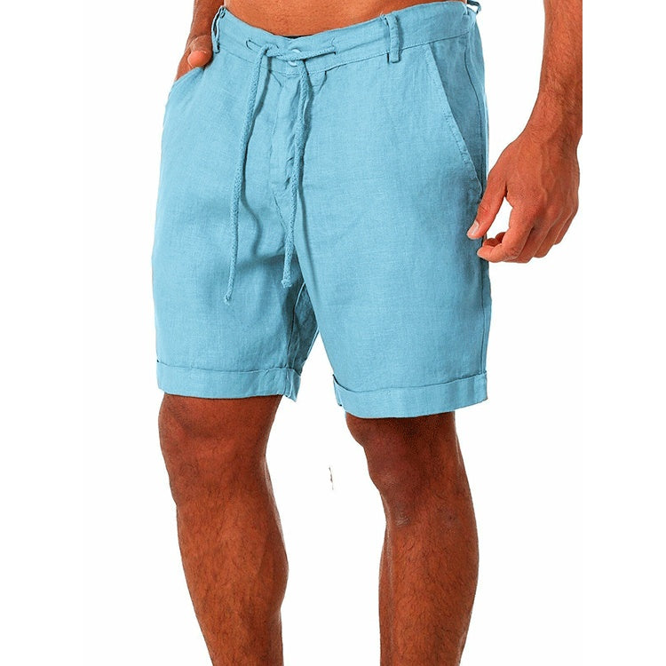 Men's Shorts With Solid Color Lace-up Sweatpants
