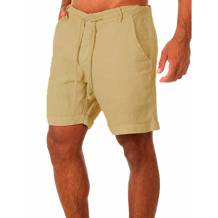 Men's Shorts With Solid Color Lace-up Sweatpants