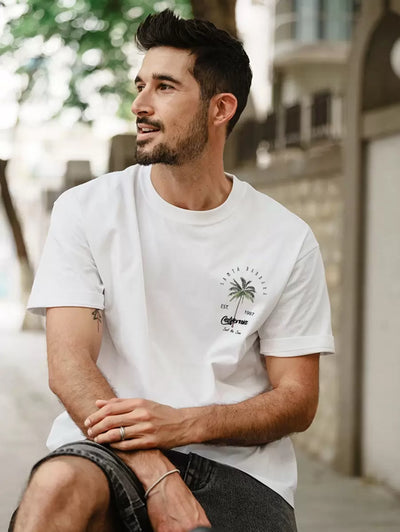 Ben – Herren T-Shirt Kokospalmen Sommer Rundhals Lässig