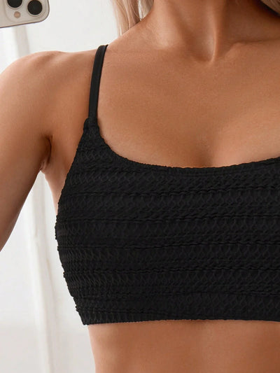 Swim Basics Damen Bikini Set, einfarbig und texturiert, perfekt für den Strand im Sommer