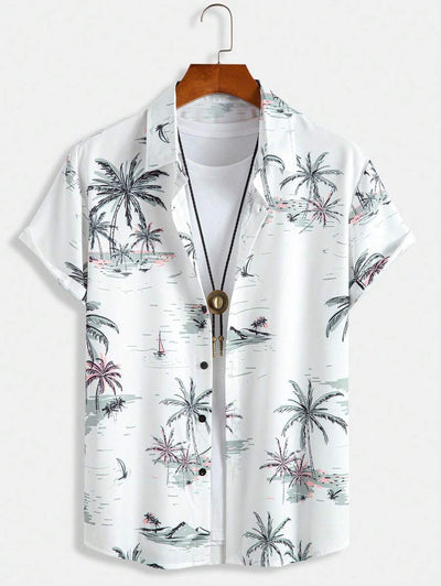 Gregor – Hawaiihemd Herren Pflanzen Print Lässig Sommerurlaub