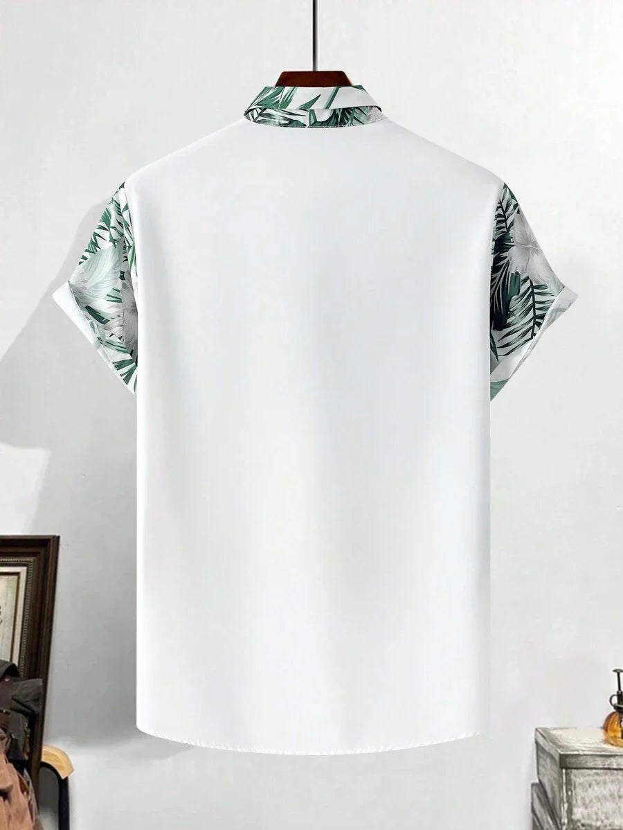 Gabriel – Tropenhemd Herren Pflanzenmuster Kurzarm Sommer