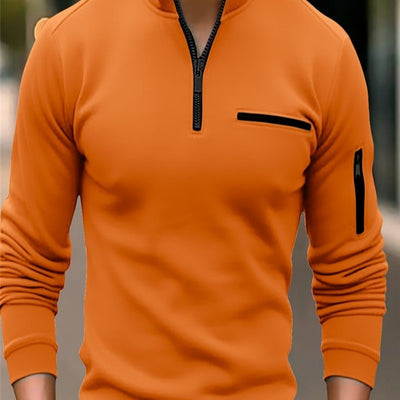 Herren Sportlicher Pullover mit Reißverschluss – Lässiger Freizeit- und Trainingspullover, Langarm