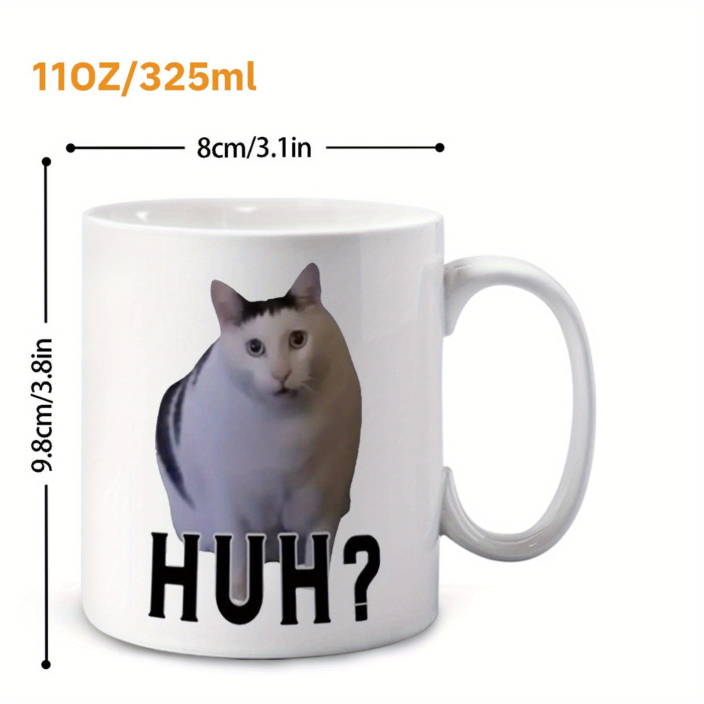 Humorvolles HUH? Katzenmotiv Keramiktasse