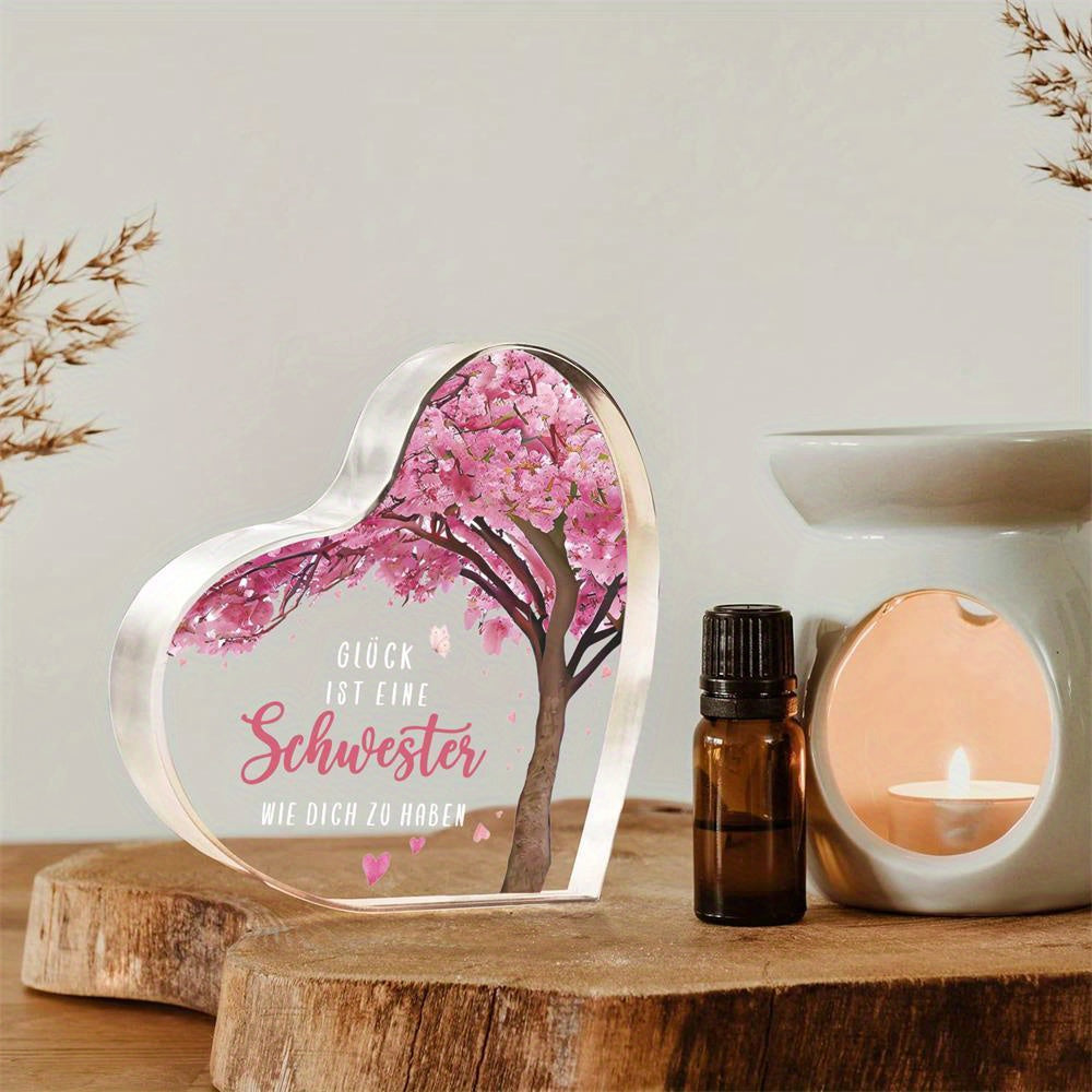 Liebevolles Schwester Acrylherz Andenken