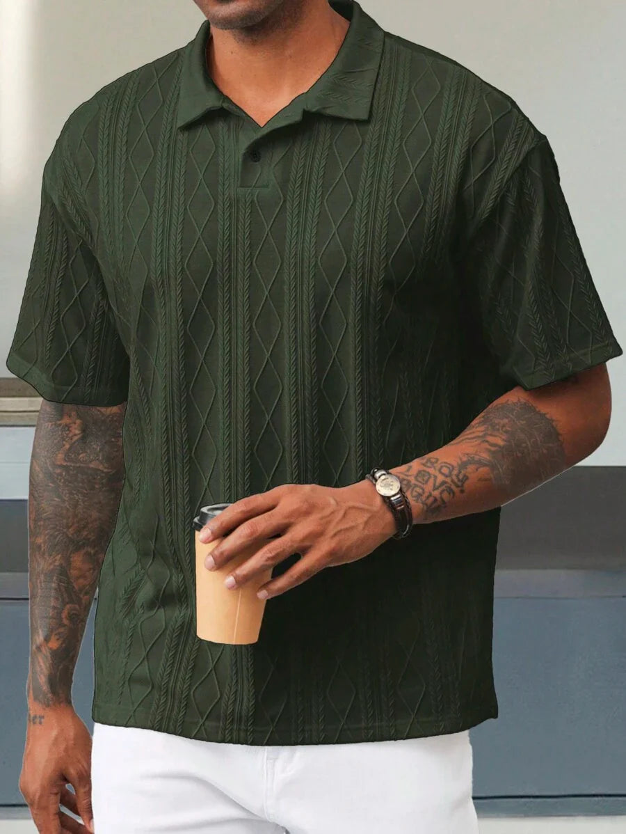 Lennart – Poloshirt Herren Geometrisch Strukturiert Kurzarm Pendlerlook
