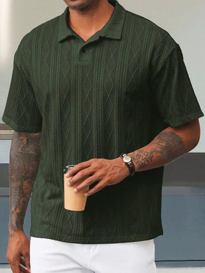 Lennart – Poloshirt Herren Geometrisch Strukturiert Kurzarm Pendlerlook