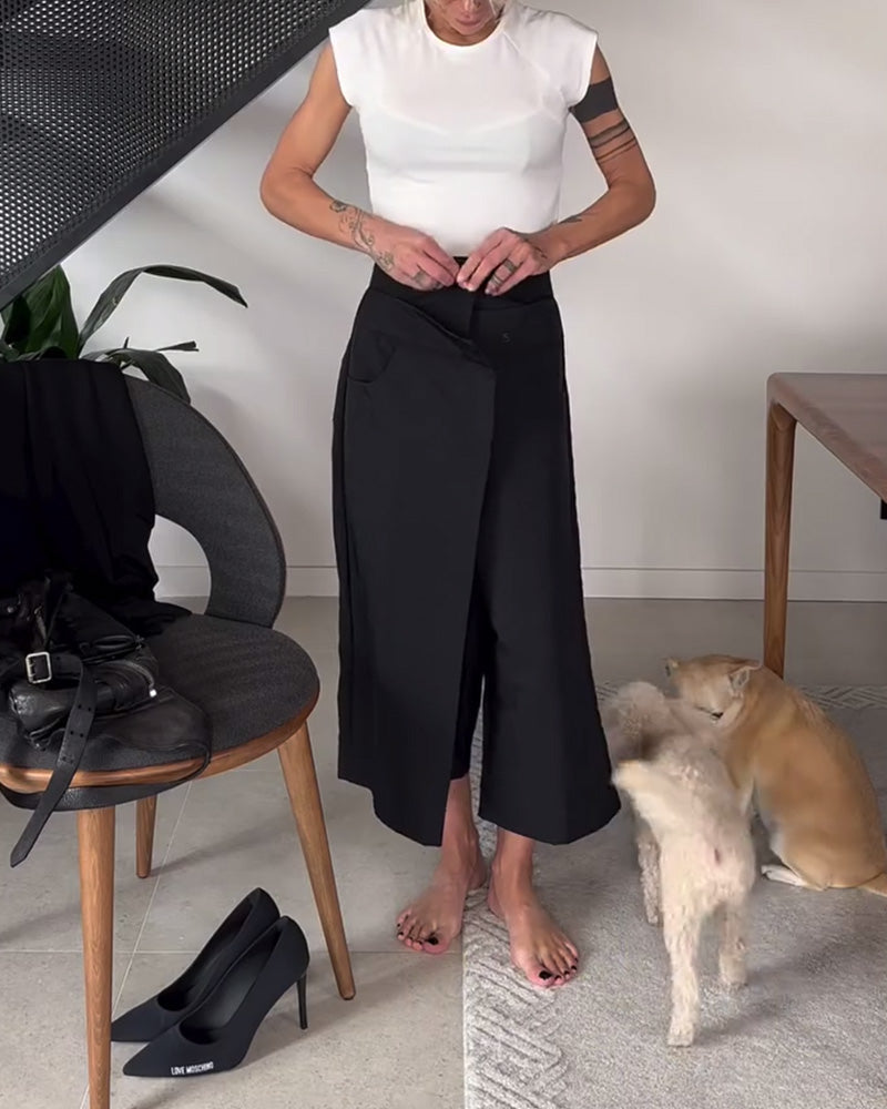 Schlichte asymmetrische Freizeithose für Damen