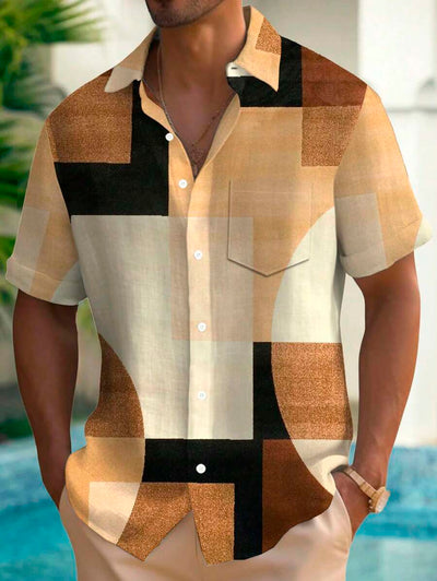 Gunnar – 3D Print Hemd Herren Geometrisch Kurzarm