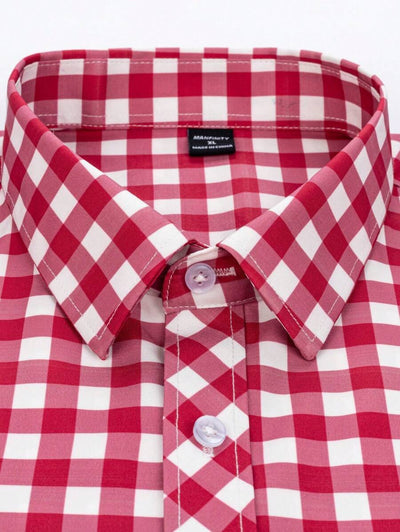 Oktoberfest Karohemd Herren – Kurzarm Trachtenhemd in Rot-Weiß