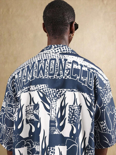 Björn – Herren Strandhemd Blumen Kurzarm Sommer Boxy