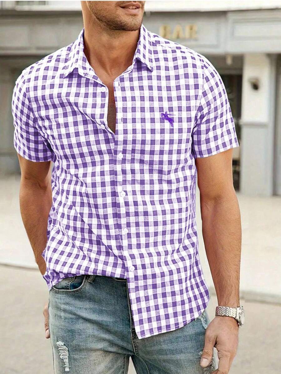 Oktoberfest Karohemd Herren – Kurzarm Trachtenhemd in Rot-Weiß