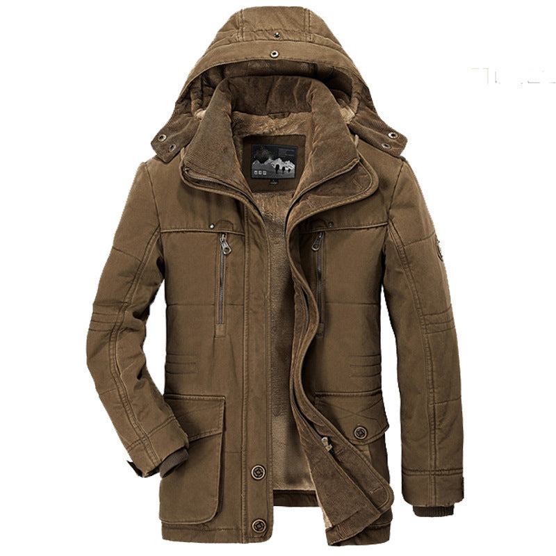 David – Dicke Baumwolljacke mit Kapuze und Taschen