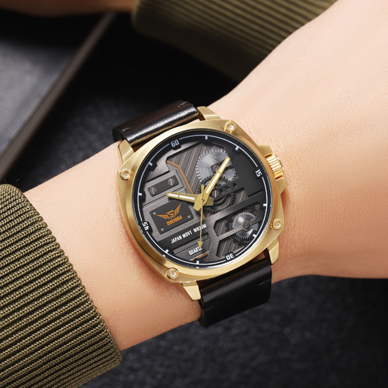 van Baerle® - Quarz Leder Herrenarmbanduhr