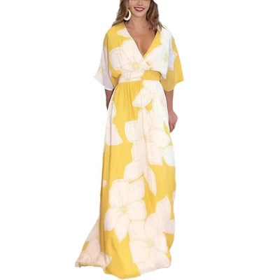 Damen Maxikleid mit Blumenmuster – Eleganter Sommer-Look für Urlaub und Alltag