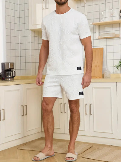 Alan - Kurzärmliges Loungewear- und Shorts-Set aus Baumwolle für Herren