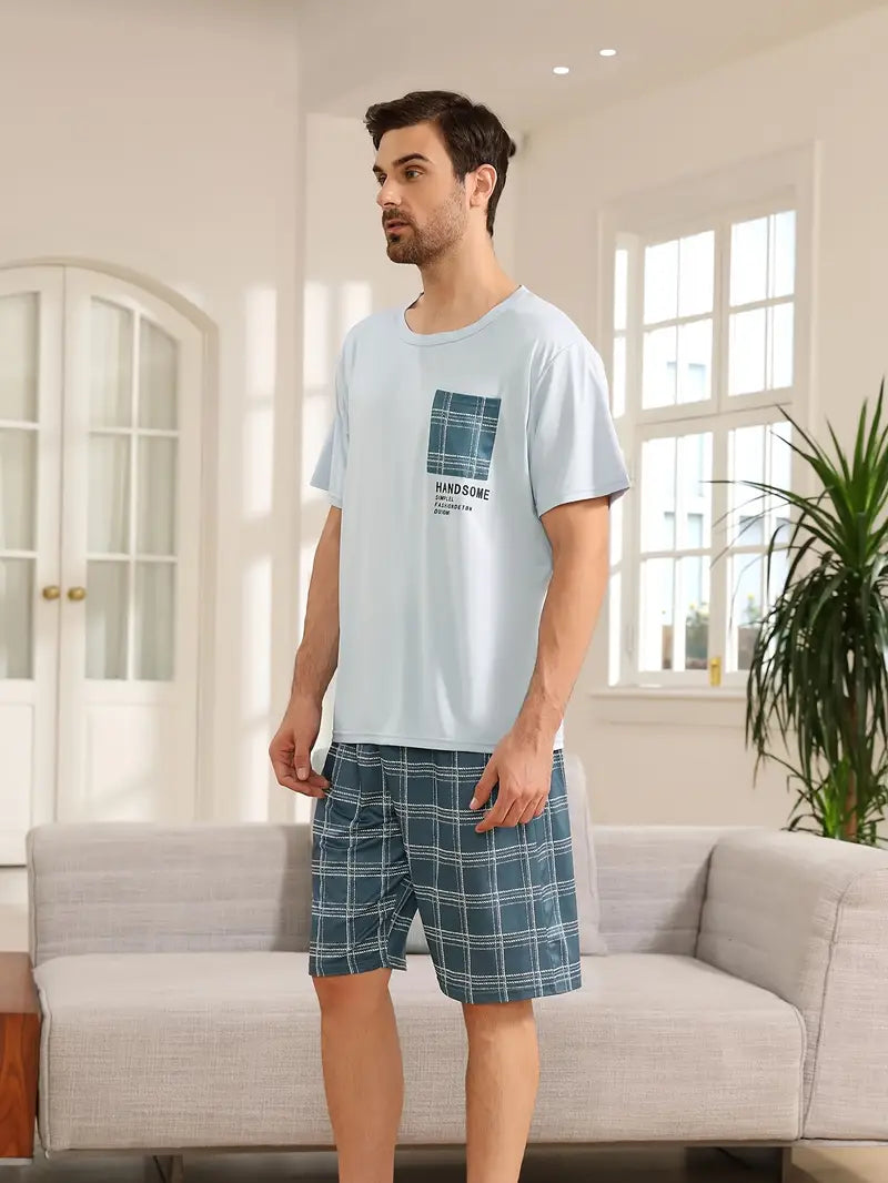 Morris - Kurzärmliges Loungewear- und Shorts-Set aus Baumwolle für Herren