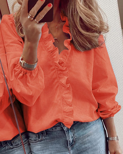 Shirley – Langärmlige Rüschenbluse