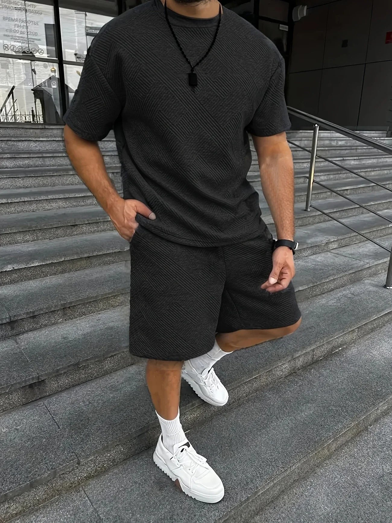 Dean - Herren-Set aus Rundhalshemd und Shorts