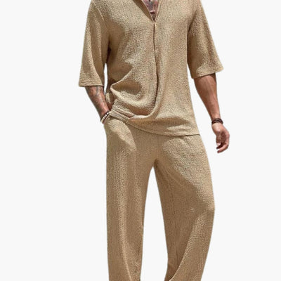 Herren Sommer Set mit Kurzarmhemd und elastischer Hose