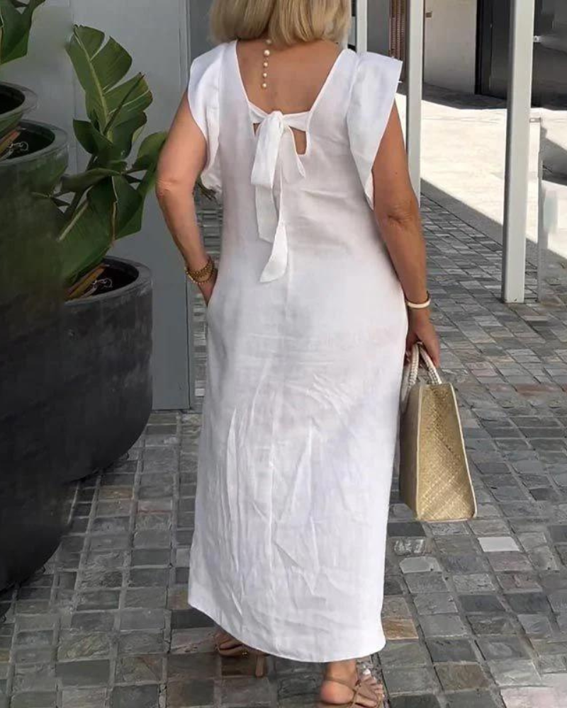 Lena | Elegantes ärmelloses Kleid aus Baumwollleinen