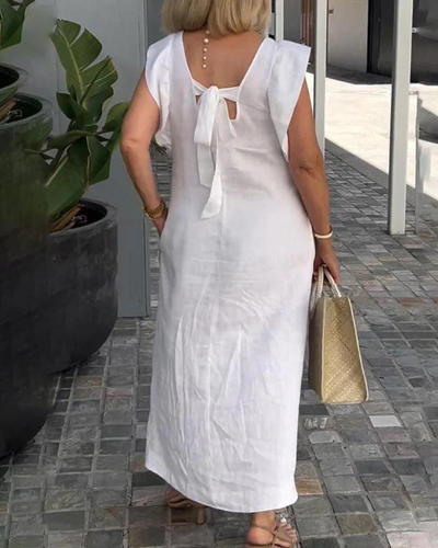 Lena | Elegantes ärmelloses Kleid aus Baumwollleinen