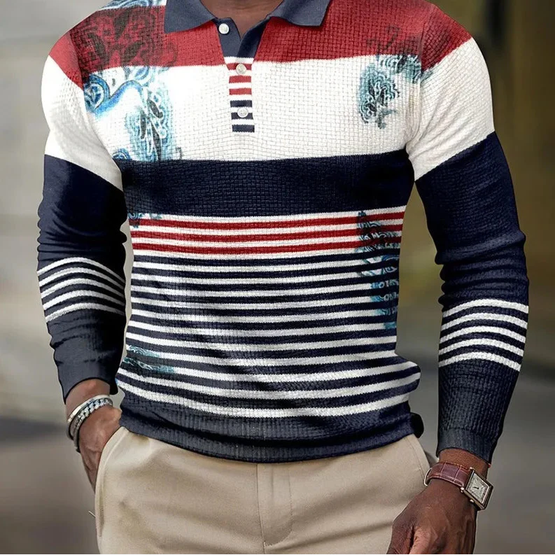 Adrian - Lässiges Herren-Langarm-Poloshirt im Vintage-Look