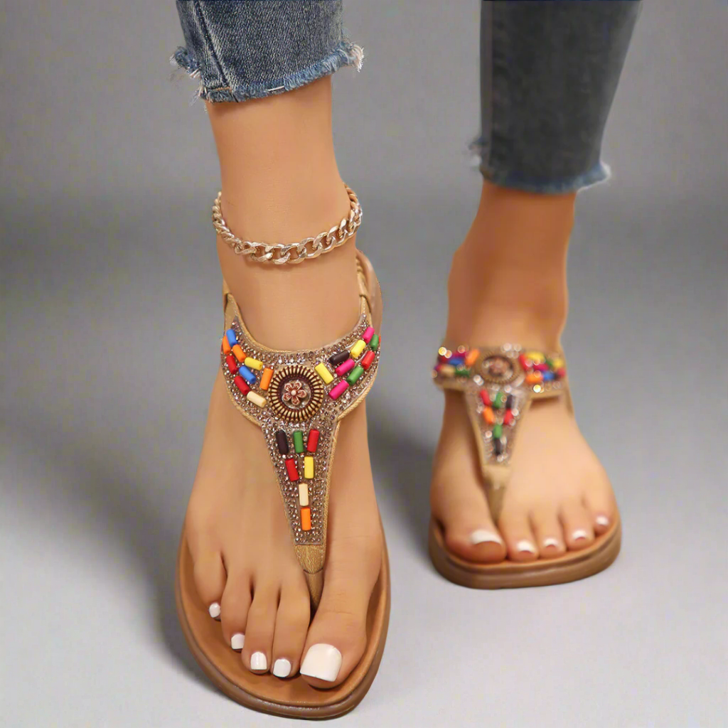 Berwinda | Flache Böhmische Gladiator-Sandalen