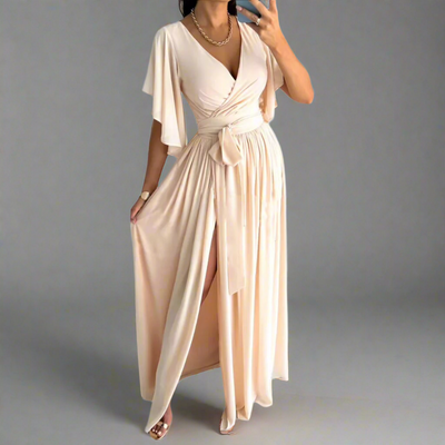 Quiswina | Elegantes V-Ausschnitt Mopp Kleid