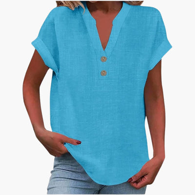 Damen Bluse mit V-Ausschnitt und kurzen Ärmeln