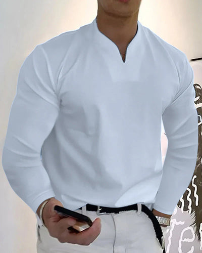 Albert - Einfarbiges Langarmhemd