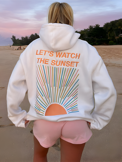 Oversize Damen-Hoodie mit Sunset-Print „Let’s Watch the Sunset“ | Zendoo.de