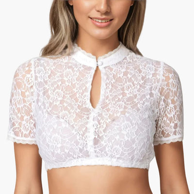 Spitzen Dirndl bluse mit Schlitz für Damen - Oktoberfest 2025