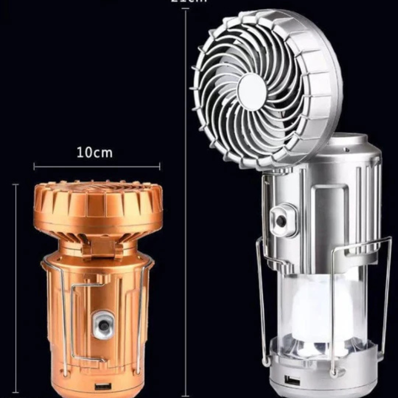 SolarBreeze LED Campinglaterne – Zusammenklappbares Licht mit Eingebautem Ventilator und USB-Wiederaufladbarem Strom