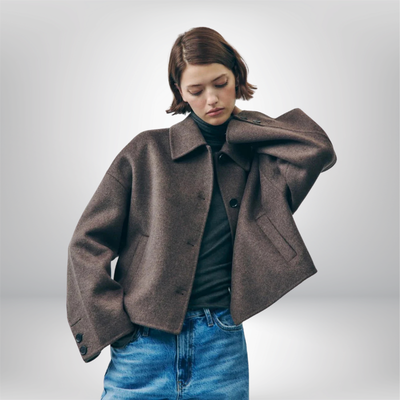 Damen Übergangsjacke Kurz Mantel | Oversized Elegant