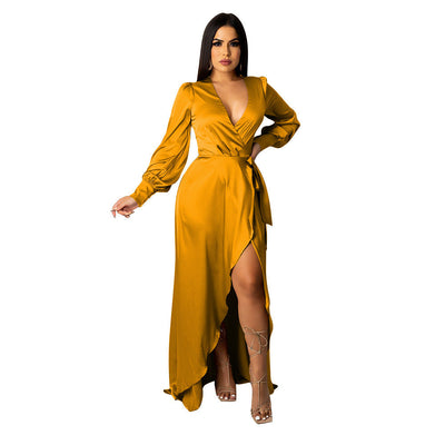 Emily – Asymmetrisches Kleid mit V-Ausschnitt und Schleifen