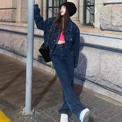 Emma – Hohe Taille Weites Bein Jeans Set