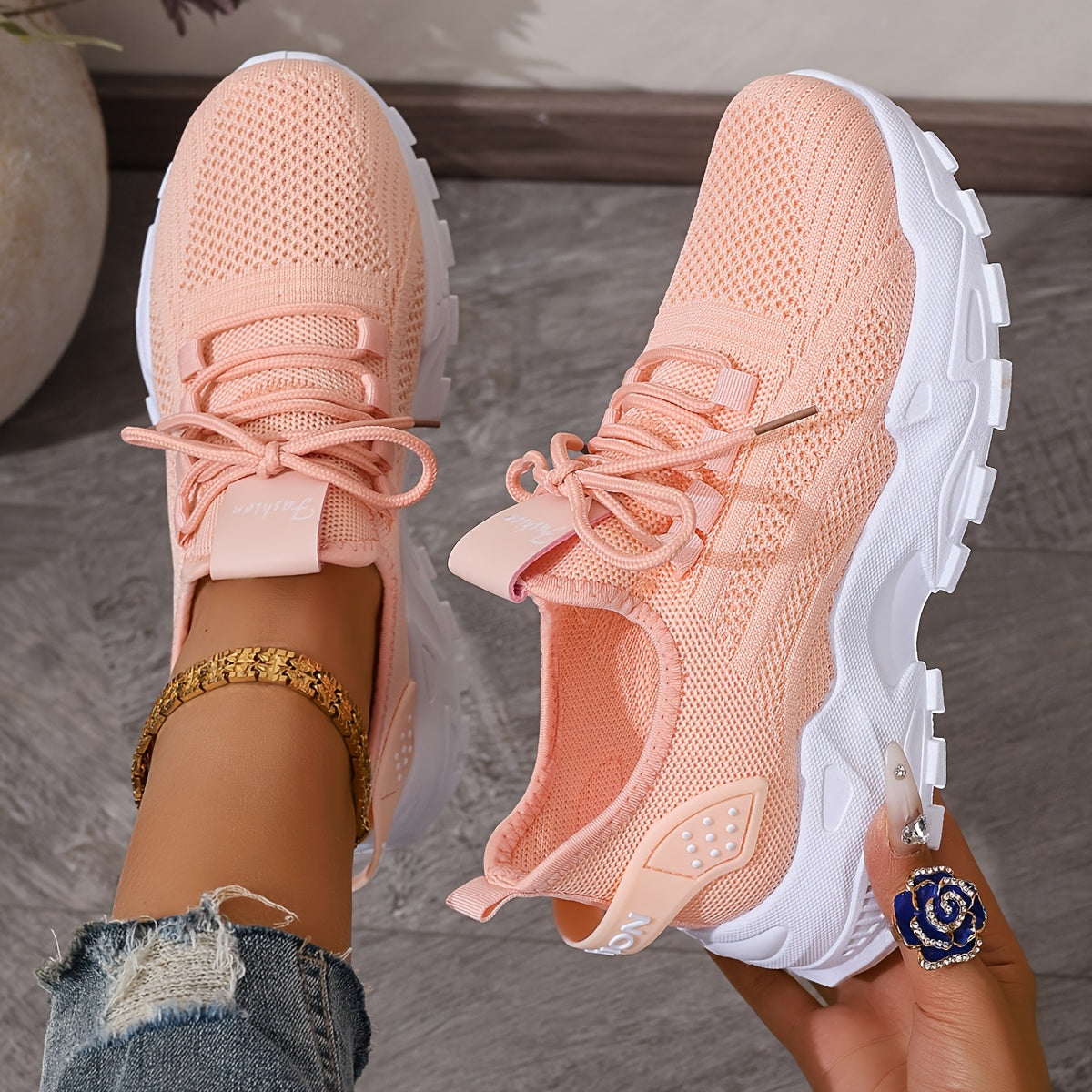 Lou Bequeme Atmungsaktive Knit Sneakers für Damen