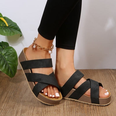 Remedios | Damen Sommer Plateausandalen mit geflochtenen Kreuzriemen