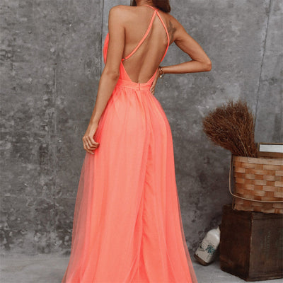 Heidi – Elegantes Orangefarbenes Trägerkleid aus Gaze