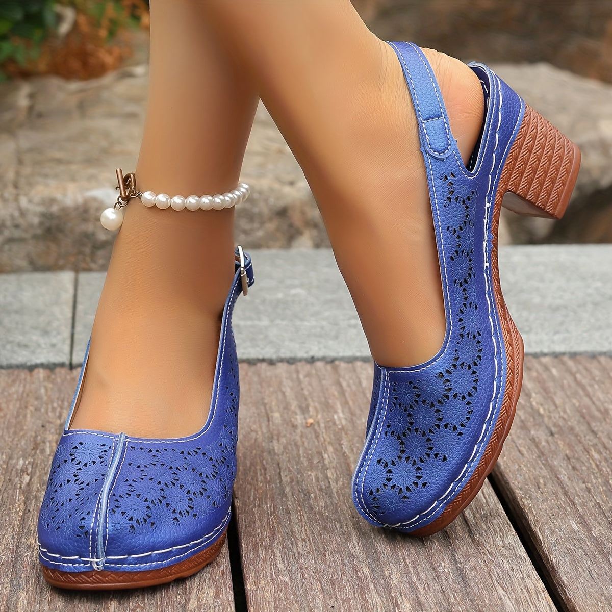 Hohe Absätze Bequeme Sommer Sandaletten mit Chunky Absatz