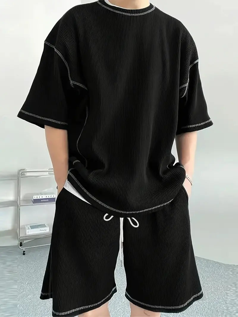 Isaac - Herren-Set aus Rundhalshemd und Shorts