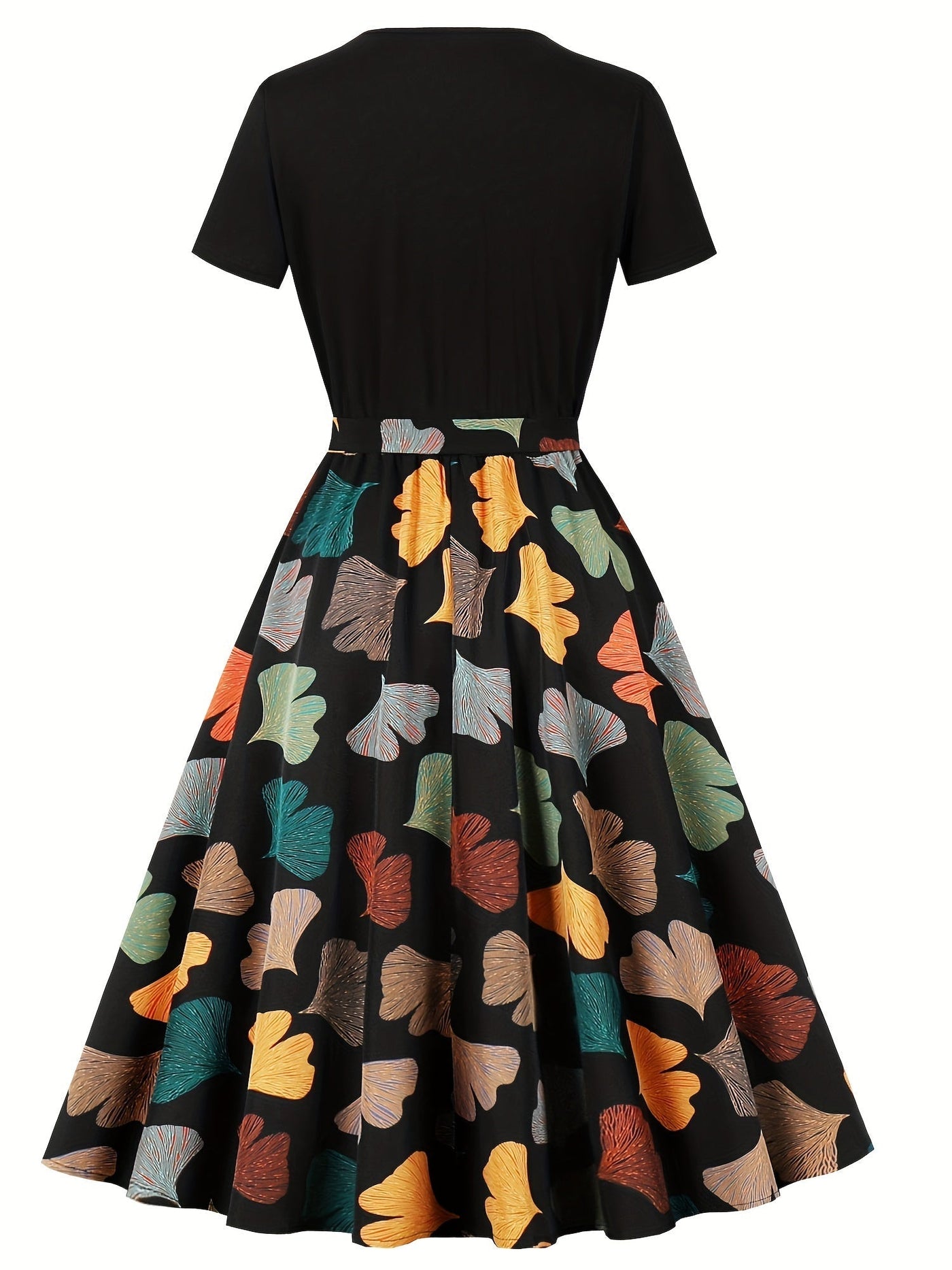 Elegantes Sommerkleid mit Blumendruck – Kurzarm, Rundhalsausschnitt, taillierter