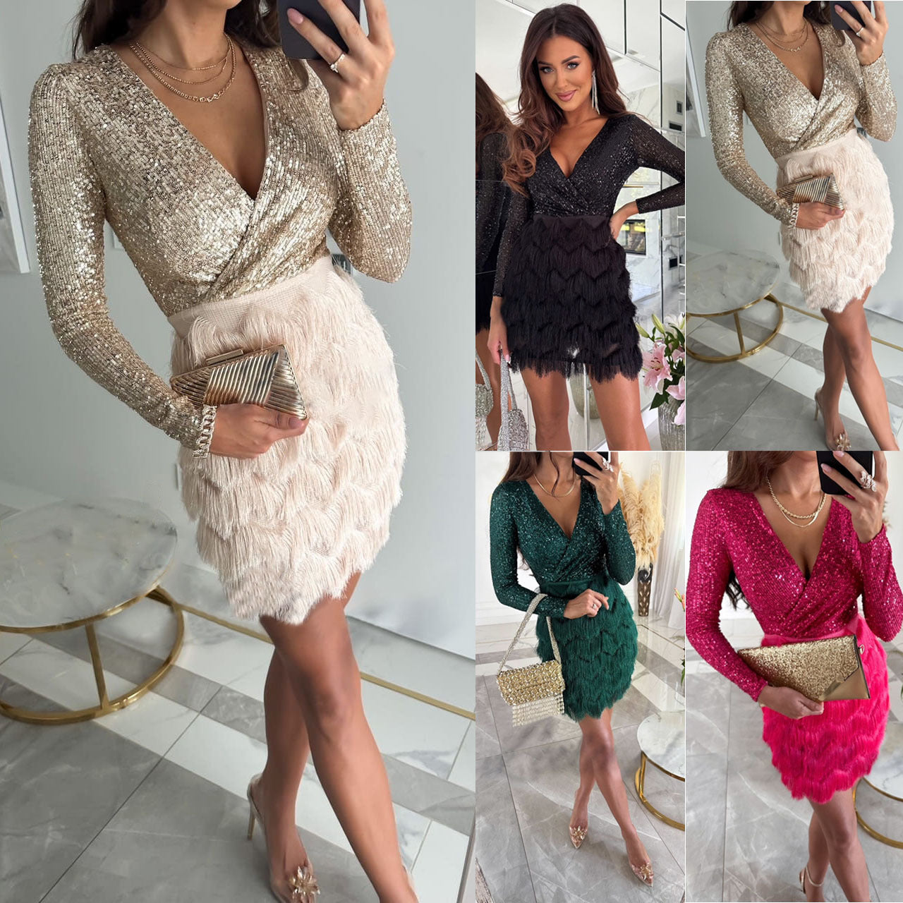 Pamela – Damenkleid mit Pailletten in Multicolor