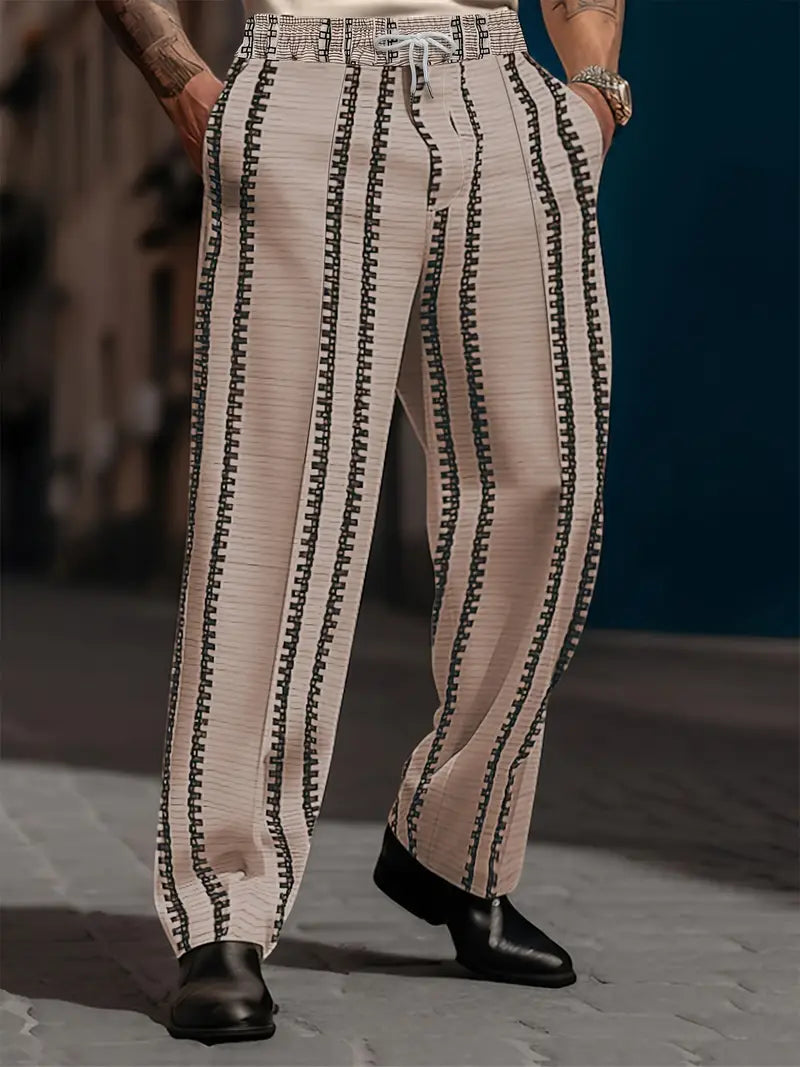 Mordecai - Zweifarbige Freizeithose mit geometrischen Streifen für Herren