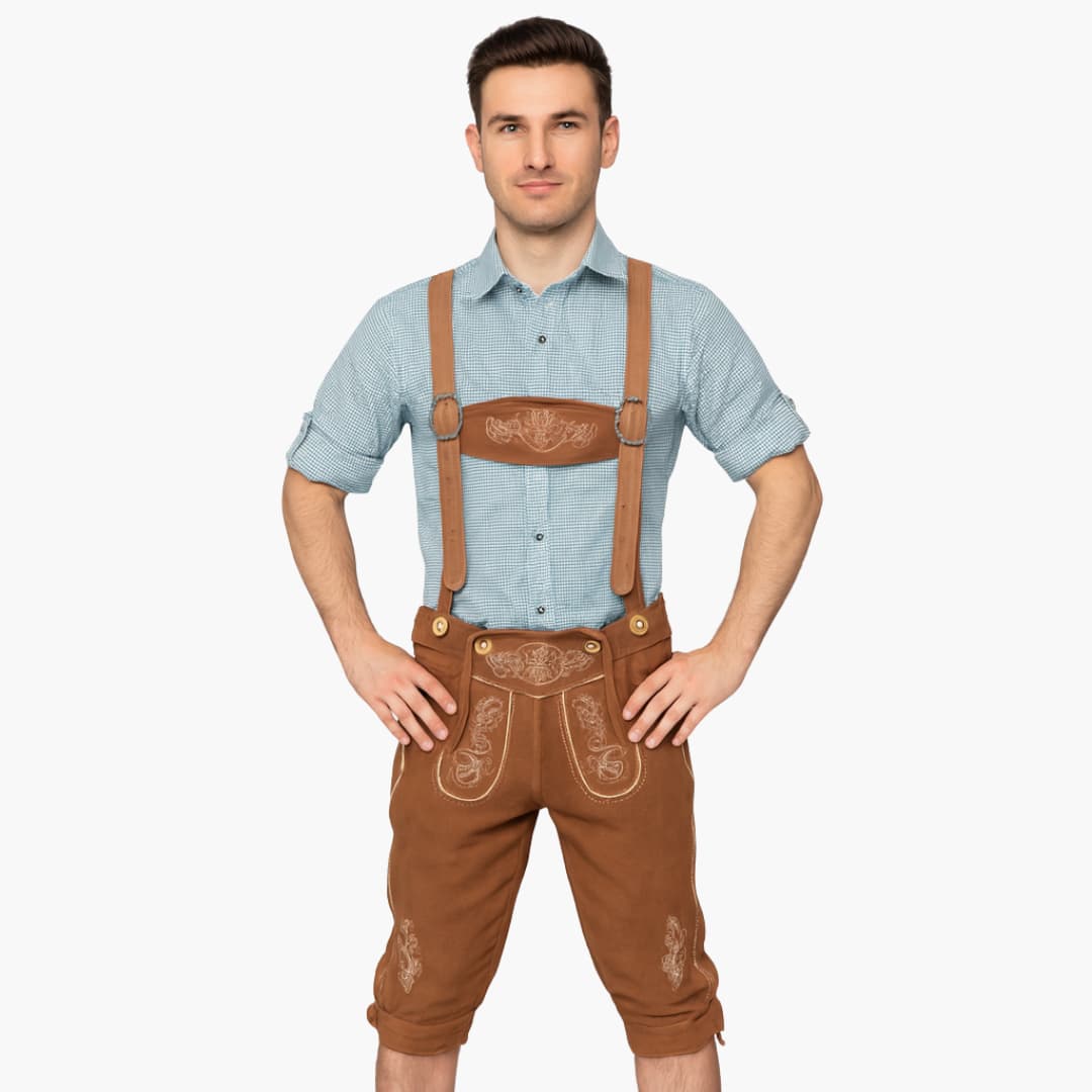 Helle Kniebund Lederhose für Herren - Oktoberfest 2025