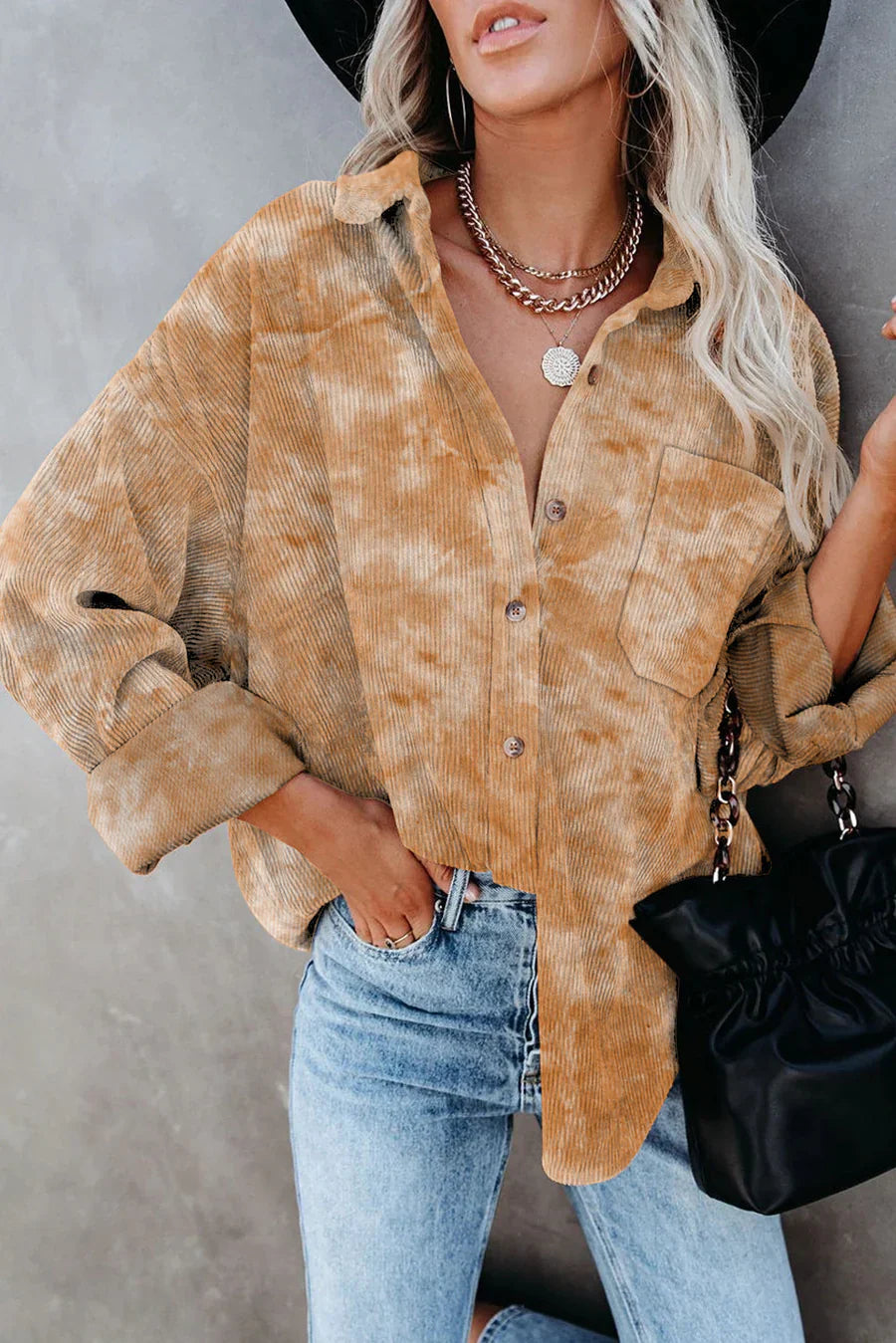 Stylisches tie-dye cordhemd für damen