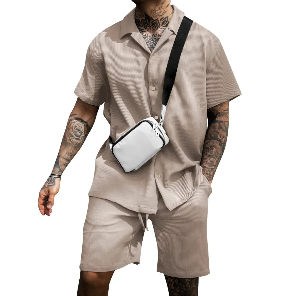 Zweiteiliges Sommer-Set für Herren mit Hemd und Shorts – Milan