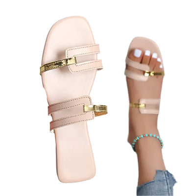 Miriam – Elegante flache Hausschuhe mit offener Zehe